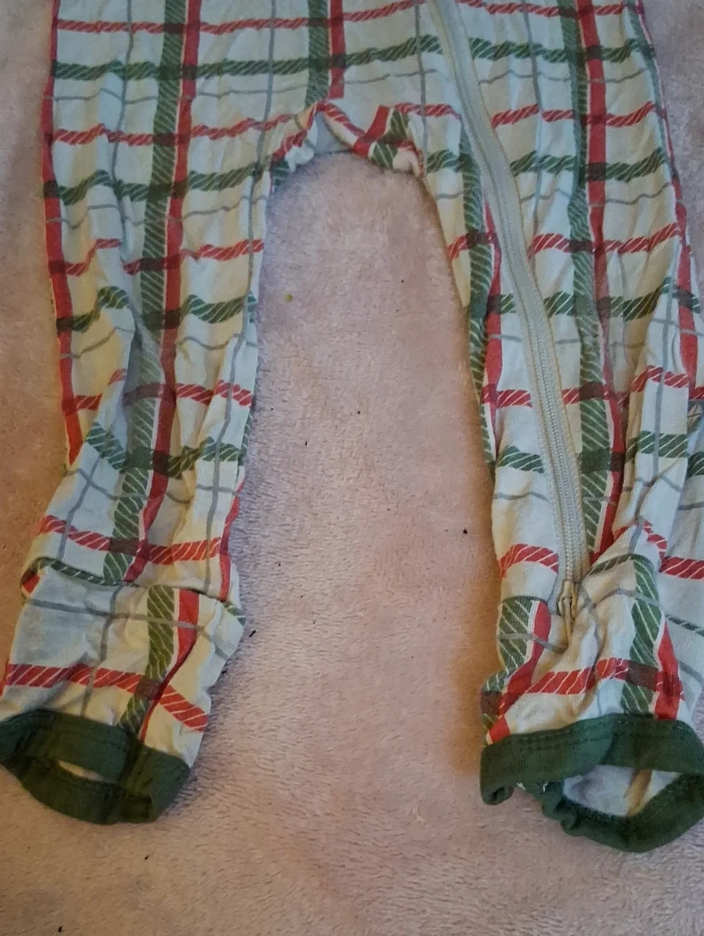 Kyte BABY Red & Green Plaid Zip Footed Pajamas
